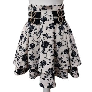 Rojita Heart Buckle Tiered Flare Skirt